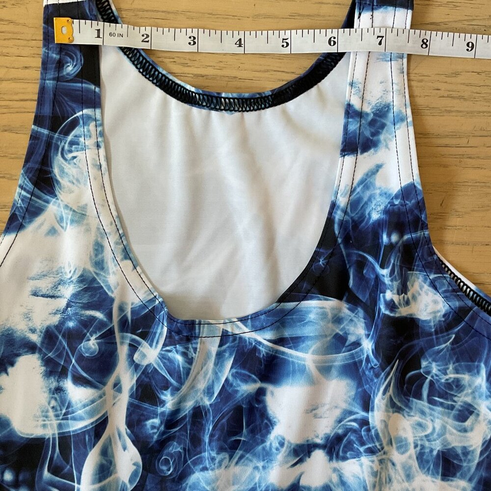 LIMITED M Black Milk Dark Places Blue Smoke Faces Reversible Scoop Skater Dress - Picture 9 of 12